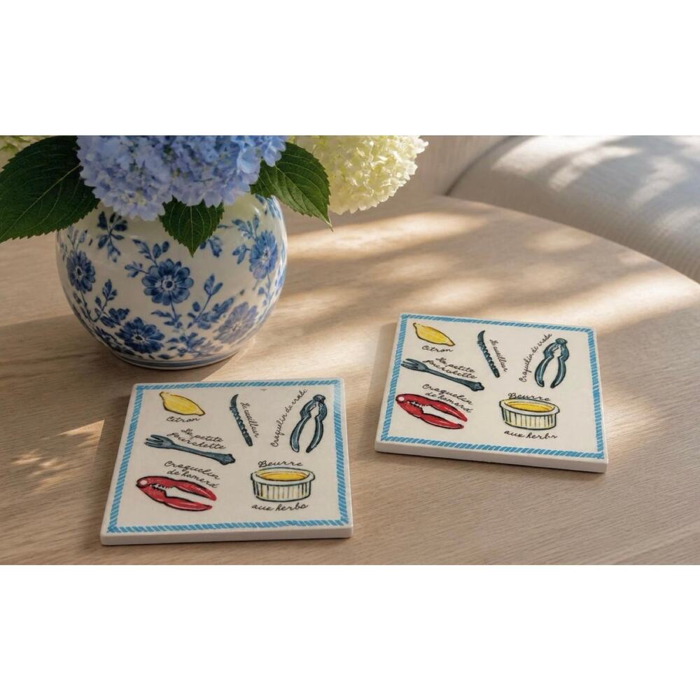 French Seafood Coasters | Coastal Entertaining | Nautical Coastal Gift